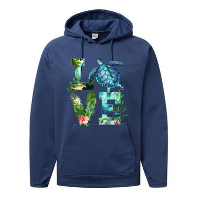 Love Turtle Earth Day Save Planet Environtal Sea Animals Gift Performance Fleece Hoodie