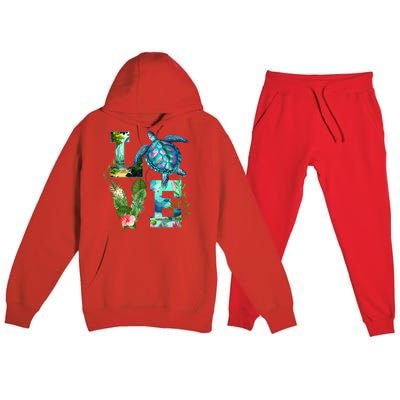 Love Turtle Earth Day Save Planet Environtal Sea Animals Gift Premium Hooded Sweatsuit Set