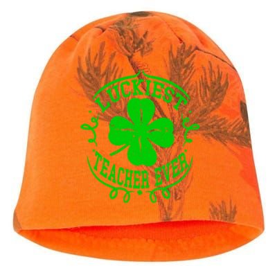 Luckiest Teacher Ever St Patricks Day Gift One Lucky Teacher Gift Kati - Camo Knit Beanie