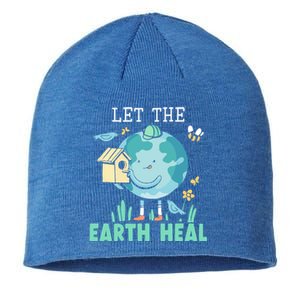 Let The Earth Heal Environtalist Nature Lover Earth Day Gift Sustainable Beanie