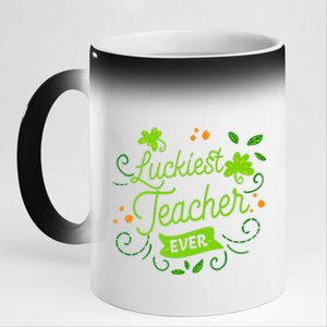 Luckiest Teacher Ever Funny Irish Gift Matching St Patrick's 11oz Black Color Changing Mug