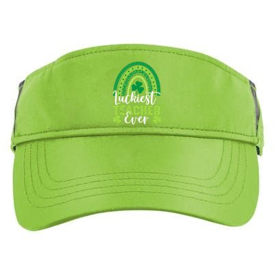 Luckiest Teacher Ever Rainbow Shamrock St Patrick's Day Adult Drive Performance Visor