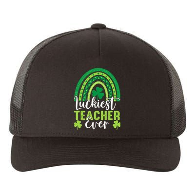 Luckiest Teacher Ever Rainbow Shamrock St Patrick's Day Yupoong Adult 5-Panel Trucker Hat