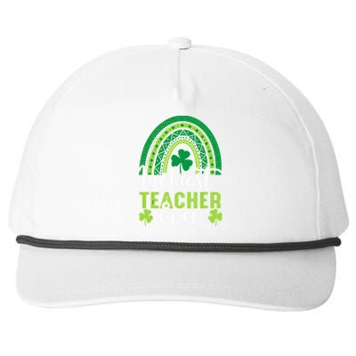 Luckiest Teacher Ever Rainbow Shamrock St Patrick's Day Snapback Five-Panel Rope Hat