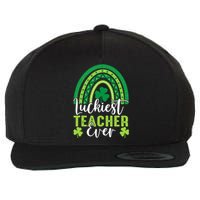 Luckiest Teacher Ever Rainbow Shamrock St Patrick's Day Wool Snapback Cap