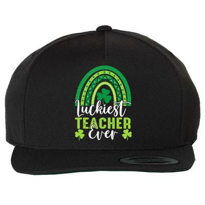 Luckiest Teacher Ever Rainbow Shamrock St Patrick's Day Wool Snapback Cap