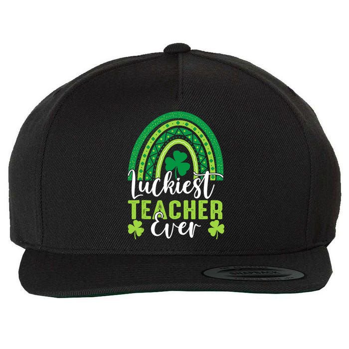 Luckiest Teacher Ever Rainbow Shamrock St Patrick's Day Wool Snapback Cap