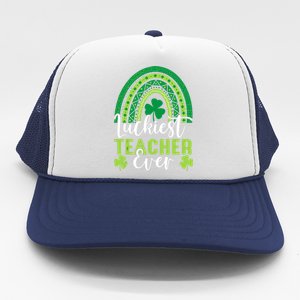 Luckiest Teacher Ever Rainbow Shamrock St Patrick's Day Trucker Hat