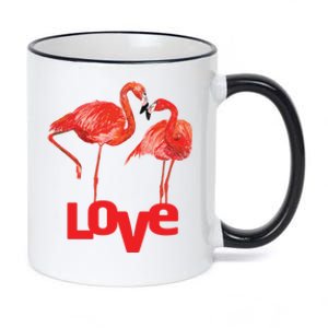 Love Two Flamingo In Love Gift 11oz Black Color Changing Mug