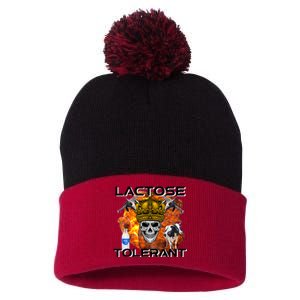 Lactose Tolerant Funny Trendy Design Meme Pom Pom 12in Knit Beanie