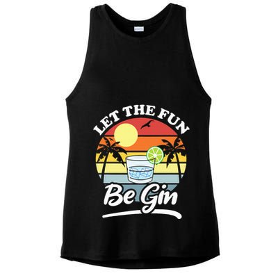 Let The Fun Be Gin Funny Drinking Alcohol Lover Pun Ladies PosiCharge Tri-Blend Wicking Tank