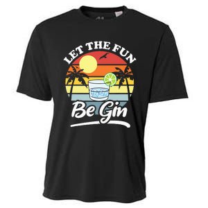 Let The Fun Be Gin Funny Drinking Alcohol Lover Pun Cooling Performance Crew T-Shirt