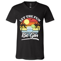 Let The Fun Be Gin Funny Drinking Alcohol Lover Pun V-Neck T-Shirt