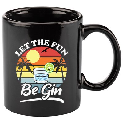 Let The Fun Be Gin Funny Drinking Alcohol Lover Pun 11oz C Handle Ceramic Mug