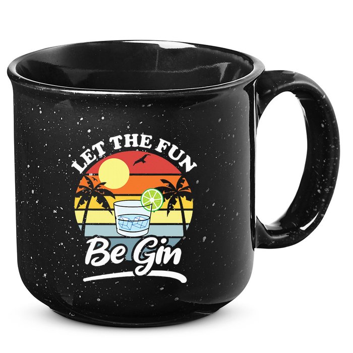 Let The Fun Be Gin Funny Drinking Alcohol Lover Pun 15oz Campfire Ceramic Mug