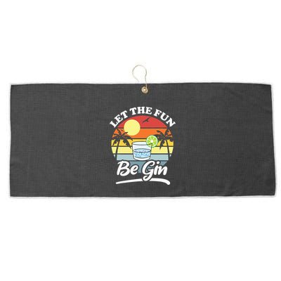 Let The Fun Be Gin Funny Drinking Alcohol Lover Pun Large Microfiber Waffle Golf Towel