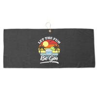 Let The Fun Be Gin Funny Drinking Alcohol Lover Pun Large Microfiber Waffle Golf Towel