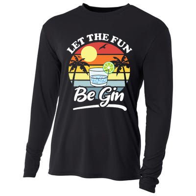 Let The Fun Be Gin Funny Drinking Alcohol Lover Pun Cooling Performance Long Sleeve Crew