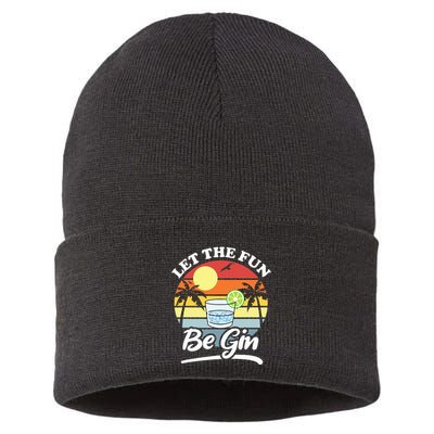 Let The Fun Be Gin Funny Drinking Alcohol Lover Pun Sustainable Knit Beanie