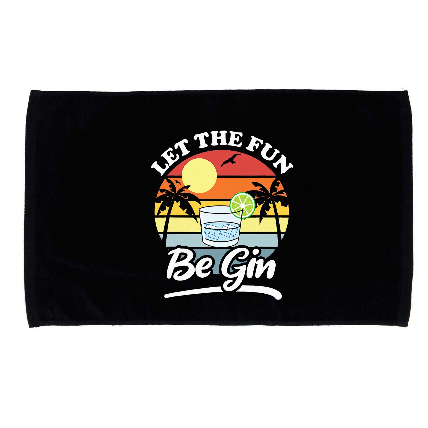 Let The Fun Be Gin Funny Drinking Alcohol Lover Pun Microfiber Hand Towel