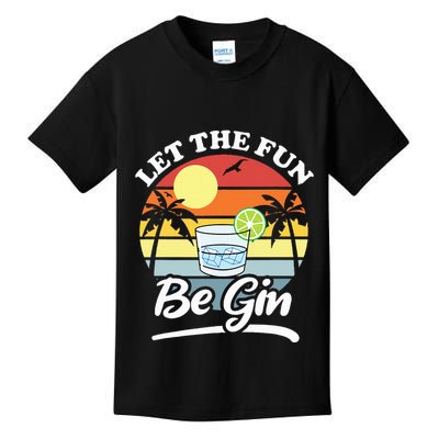 Let The Fun Be Gin Funny Drinking Alcohol Lover Pun Kids T-Shirt