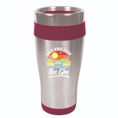 Let The Fun Be Gin Funny Drinking Alcohol Lover Pun 16oz Travel Tumbler