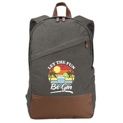 Let The Fun Be Gin Funny Drinking Alcohol Lover Pun Cotton Canvas Backpack