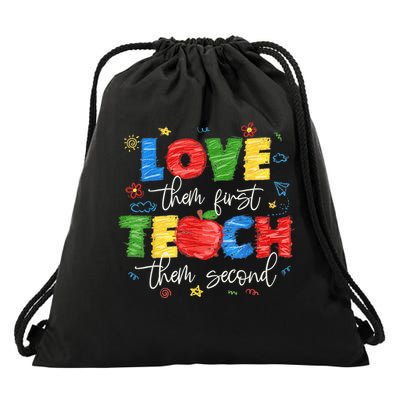 Love Them First Teach Them Second Special Education Autism Drawstring Bag