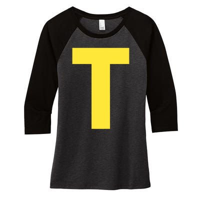 Letter T Funny Matching Halloween Costume Women's Tri-Blend 3/4-Sleeve Raglan Shirt