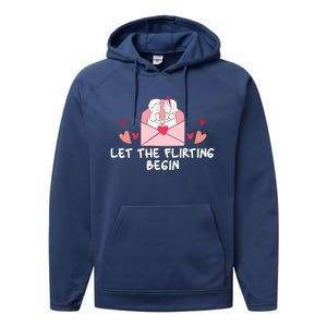 Let The Flirting Begin Cool Gift Hearts Love Valentine's Day Cool Gift Performance Fleece Hoodie