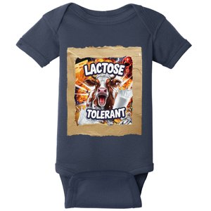 Lactose Tolerant Funny Cow Dairy Lover Funny Meme Baby Bodysuit