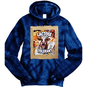 Lactose Tolerant Funny Cow Dairy Lover Funny Meme Tie Dye Hoodie