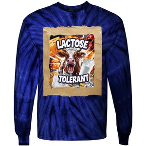 Lactose Tolerant Funny Cow Dairy Lover Funny Meme Tie-Dye Long Sleeve Shirt