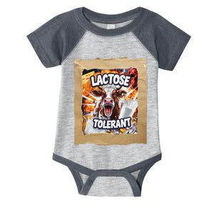 Lactose Tolerant Funny Cow Dairy Lover Funny Meme Infant Baby Jersey Bodysuit