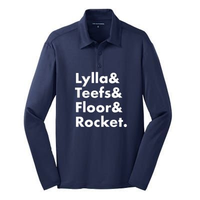 Lylla Teefs Floor & Rocket. Silk Touch Performance Long Sleeve Polo