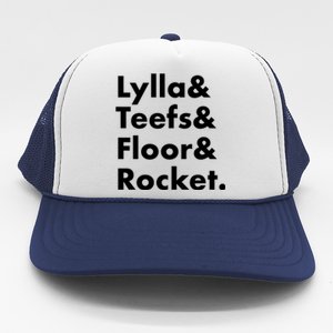 Lylla Teefs Floor & Rocket. Trucker Hat