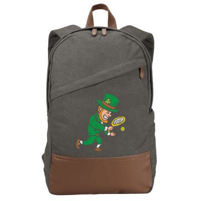 Leprechaun Tennis Funny St Patricks Day Sports Gift Cotton Canvas Backpack