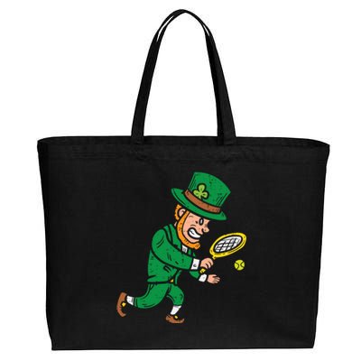 Leprechaun Tennis Funny St Patricks Day Sports Gift Cotton Canvas Jumbo Tote