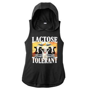 Lactose Tolerant Funny Cow Ladies PosiCharge Tri-Blend Wicking Draft Hoodie Tank