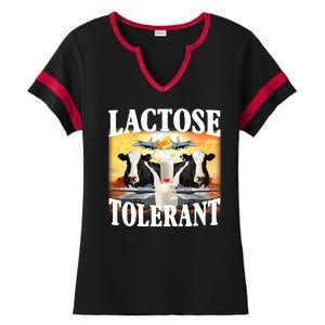 Lactose Tolerant Funny Cow Ladies Halftime Notch Neck Tee