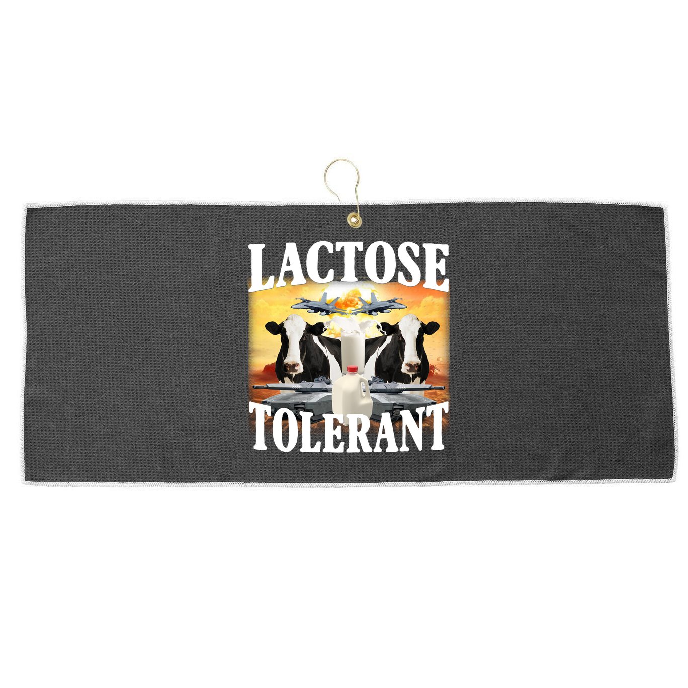 Lactose Tolerant Funny Cow Large Microfiber Waffle Golf Towel