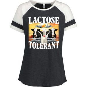 Lactose Tolerant Funny Cow Enza Ladies Jersey Colorblock Tee