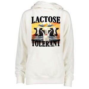 Lactose Tolerant Funny Cow Womens Funnel Neck Pullover Hood