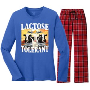 Lactose Tolerant Funny Cow Women's Long Sleeve Flannel Pajama Set 