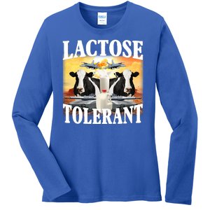 Lactose Tolerant Funny Cow Ladies Long Sleeve Shirt