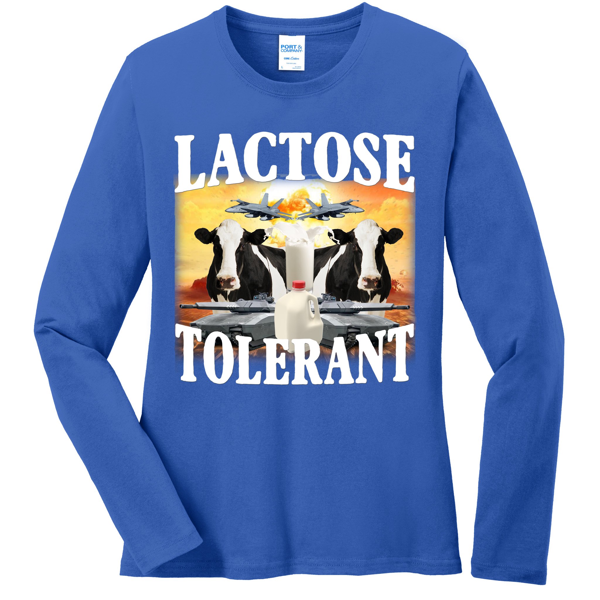 Lactose Tolerant Funny Cow Ladies Long Sleeve Shirt