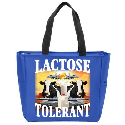 Lactose Tolerant Funny Cow Zip Tote Bag