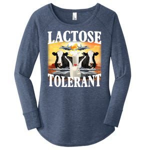 Lactose Tolerant Funny Cow Women's Perfect Tri Tunic Long Sleeve Shirt