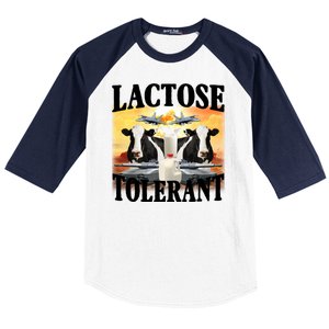 Lactose Tolerant Funny Cow Baseball Sleeve Shirt