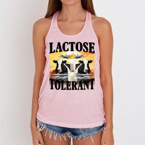 Lactose Tolerant Funny Cow Women's Knotted Racerback Tank